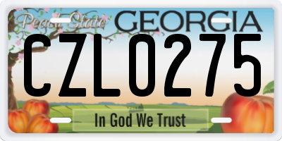 GA license plate CZL0275