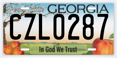 GA license plate CZL0287
