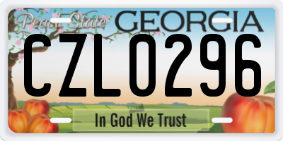 GA license plate CZL0296