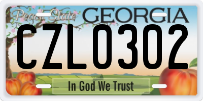 GA license plate CZL0302