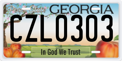 GA license plate CZL0303