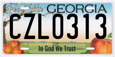 GA license plate CZL0313