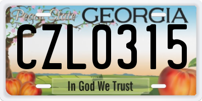 GA license plate CZL0315