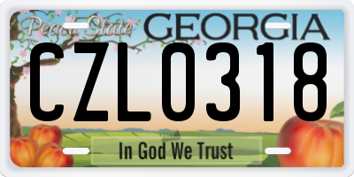 GA license plate CZL0318