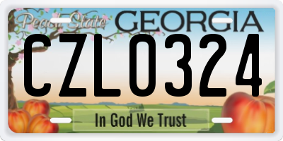 GA license plate CZL0324