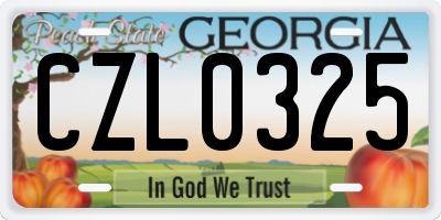 GA license plate CZL0325