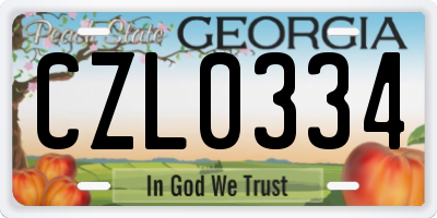 GA license plate CZL0334