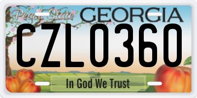 GA license plate CZL0360