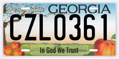 GA license plate CZL0361