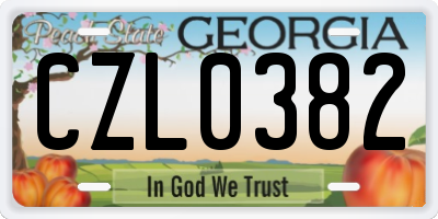 GA license plate CZL0382