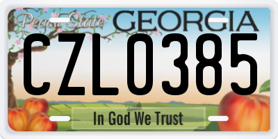 GA license plate CZL0385