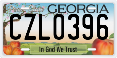 GA license plate CZL0396