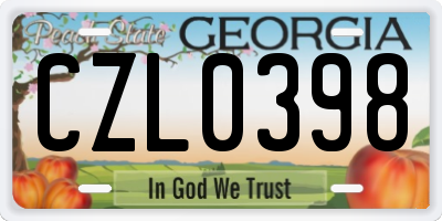 GA license plate CZL0398
