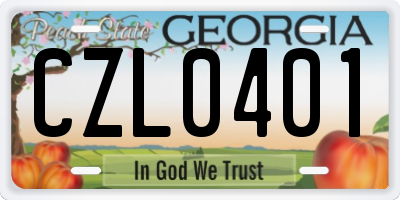 GA license plate CZL0401