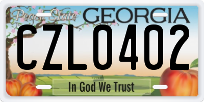 GA license plate CZL0402