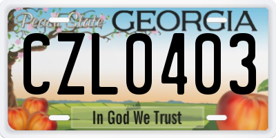 GA license plate CZL0403