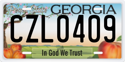 GA license plate CZL0409
