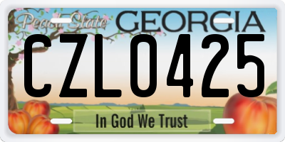 GA license plate CZL0425