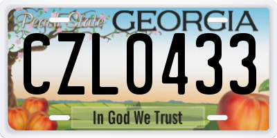 GA license plate CZL0433