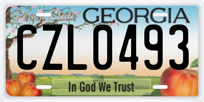 GA license plate CZL0493
