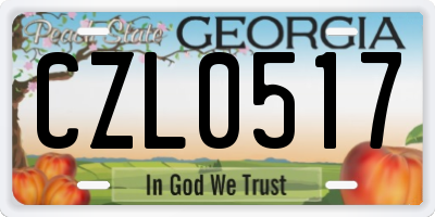GA license plate CZL0517