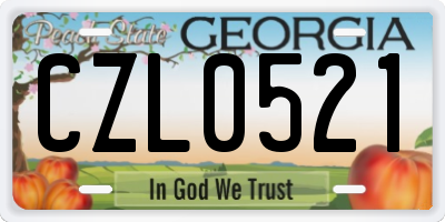 GA license plate CZL0521