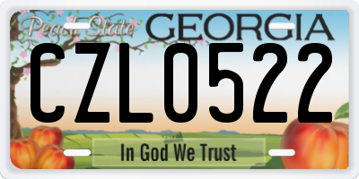 GA license plate CZL0522