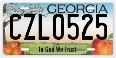 GA license plate CZL0525