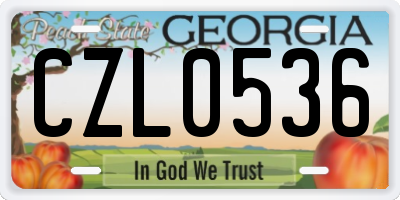 GA license plate CZL0536