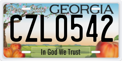 GA license plate CZL0542