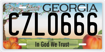 GA license plate CZL0666