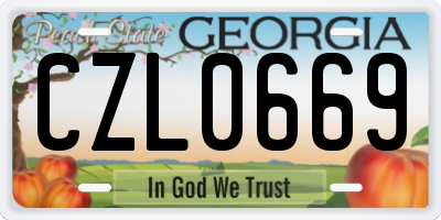GA license plate CZL0669