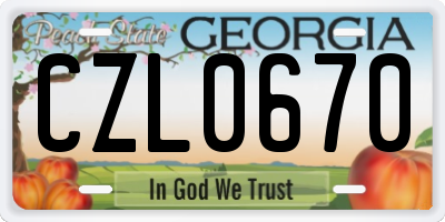 GA license plate CZL0670