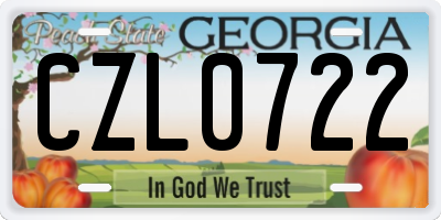 GA license plate CZL0722