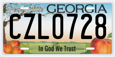 GA license plate CZL0728