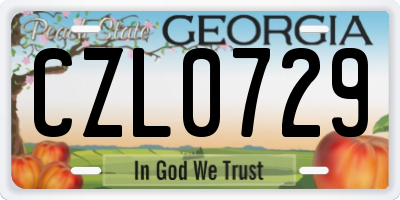 GA license plate CZL0729