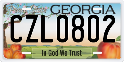 GA license plate CZL0802