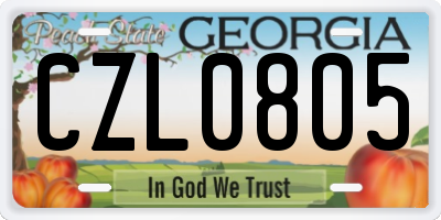 GA license plate CZL0805