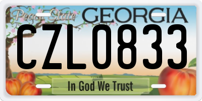 GA license plate CZL0833