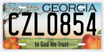 GA license plate CZL0854