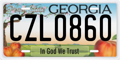 GA license plate CZL0860