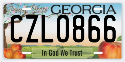 GA license plate CZL0866