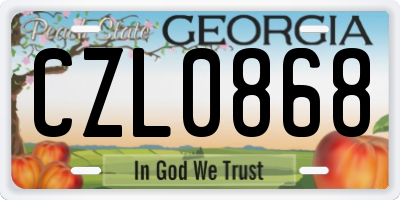 GA license plate CZL0868