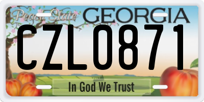 GA license plate CZL0871