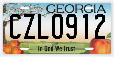 GA license plate CZL0912
