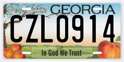 GA license plate CZL0914