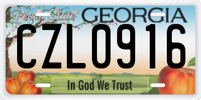 GA license plate CZL0916