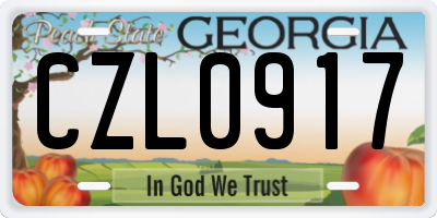 GA license plate CZL0917