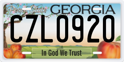 GA license plate CZL0920