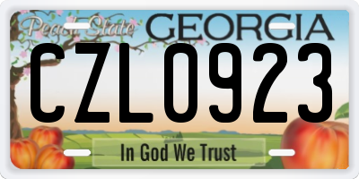 GA license plate CZL0923
